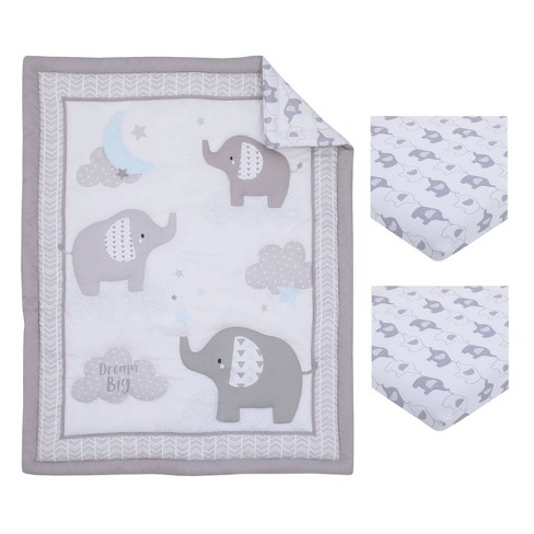 Gray elephant hotsell crib bedding