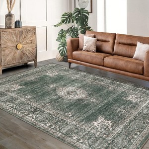Area Rugs for Living Room Floral Vintage Soft Non Slip Machine Washable Distressed Vintage Rug for Bedroom Dining Room - 1 of 4