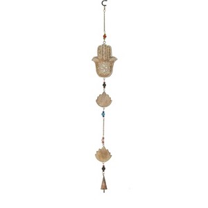 32" x 5" Metal Eclectic Buddha Windchime Brown - Olivia & May: Home Decor, Harmonious Melody, Indoor Use - 1 of 4