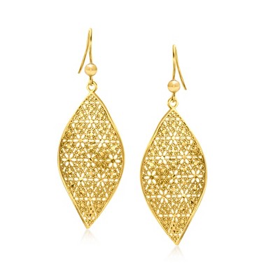 Ross-Simons Italian 18kt Gold Over Sterling Twisted Floral Drop Earrings
