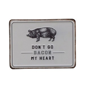 VIP Metal 8.13 in. Off-White Embossed Sign Bacon my Heart - 1 of 1