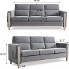 GDFStudio Addison Comfortable 79.5" Three-Seater Sofa with Side Pockets and Rubber Wood Legs - 3 of 4