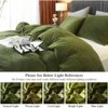 Sage Green Velvet Duvet Cover Set, 3Pcs,Breathable, Zipper Corner Tie - 4 of 4