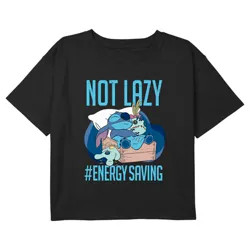 Girl's Lilo & Stitch Not Lazy Energy Saving Crop T-Shirt