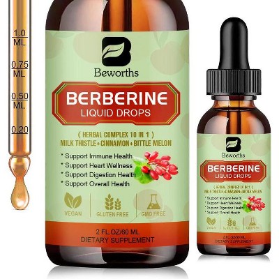 B Beworth Premium Berberine Liquid Drops with Turmeric, Bitter Melon, Milk Thistle & Ceylon Cinnamon - 60ml