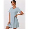 cheibear Women's Crew Neck Ribbed Knit Modal Short Sleeve Nightgowns - 2 of 4