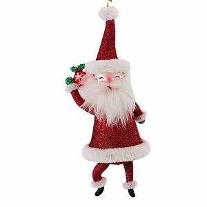 De Carlini Italian Ornaments 8.0 Inch Hollydance Sparkle Claus Christmas Tree Ornament , Christmas Decor Glittered Santa (1PC) - 1 of 4