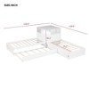 Twin Size L-Shaped Platform Bed Frame Corner Bed with Desk, Trundle & LED Light - ModernLuxe - 3 of 4