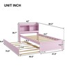 BABYYER Twin Bed with Trundle, Twin Size Platform Bed with Bookcase Headboard, Wood Bed Frame for Girls and Boys - 4 of 4