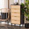 Maureen Wood and Rattan 5 Drawer Storage Chest Espresso/Natural Brown - Baxton Studio: Bohemian Style, Tapered Legs - 4 of 4