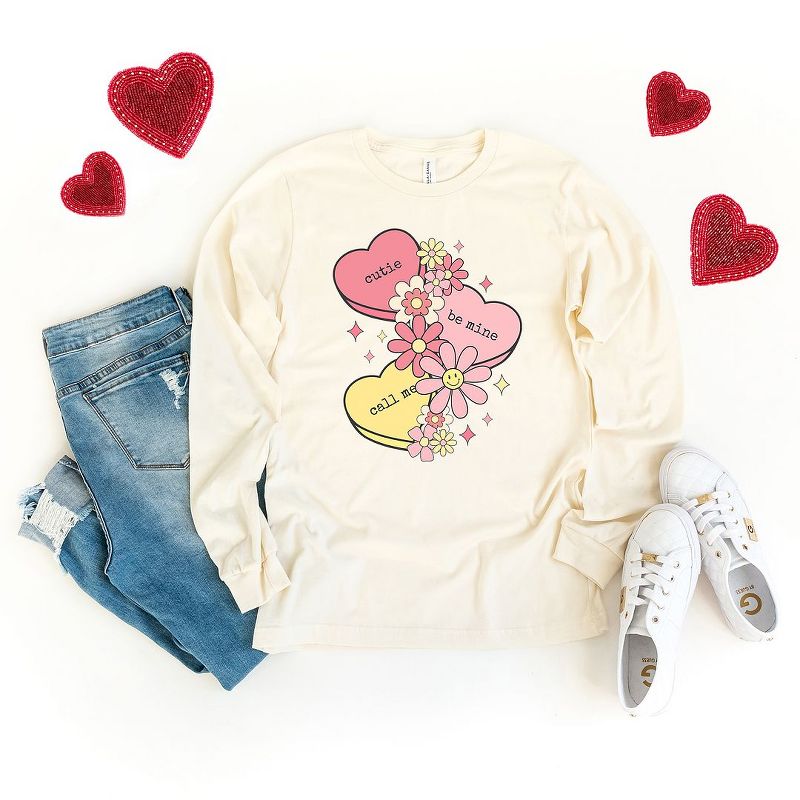 Simply Sage Market Women's Retro Valentine Hearts Long Sleeve Graphic Tee, 3 of 4