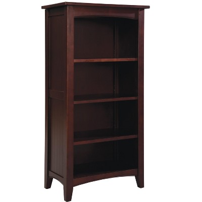 Shaker Cottage 4-Shelf Bookcase – Classic Wood Bookshelf with Beadboard Side Panels, Tapered Legs, and Open Storage for Living Room, Office, or Kids