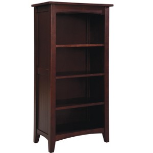 Shaker Cottage 4-Shelf Bookcase – Classic Wood Bookshelf with Beadboard Side Panels, Tapered Legs, and Open Storage for Living Room, Office, or Kids - 1 of 3