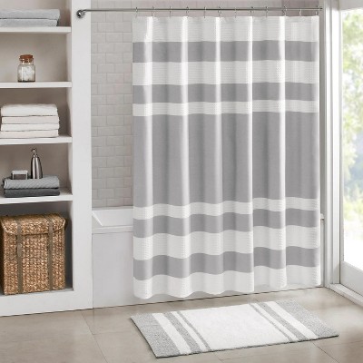 LunaLulinlk Spa Waffle Shower Curtain with 3M, Gray