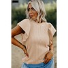 Amaryllis Women's Textured Knit Blouse Flutter Sleeve Relaxed Fit Crew Neck Chic Versatile Casual Everyday Top - 3 of 4