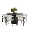 7-Piece Round Dining Table Set with 6 Upholstered Chenille Chairs, 52” Modern Pedestal Table with Metal Leg Dining Chairs for Kitchen-Maison Boucle - 4 of 4