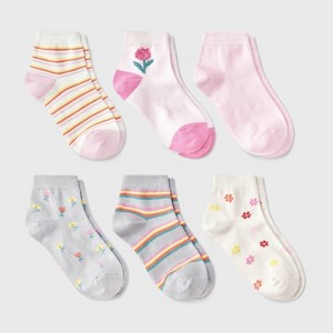 Girls' 6pk 'Tulip' Super Soft Ankle Socks - Cat & Jack™ - 1 of 3