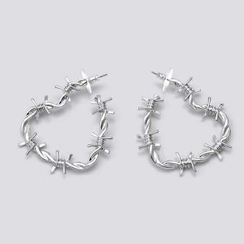 Barbed Wire Heart Hoop Earing - Wild Fable™ Silver