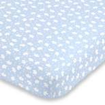 NoJo Super Soft Blue and White Elephant Fitted Mini Crib Sheet