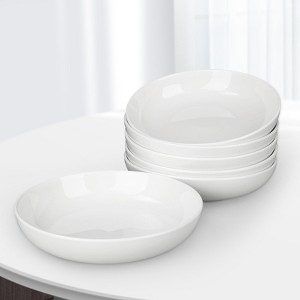 Ceramic Soup Bowls, Cereal Bowls - 7.8 Inch 22 OZ White Porcelain Bowls for Kitchen, Microwave/Dishwasher/Freezer Safe, Deep Interior  Set of 6 - 1 of 4