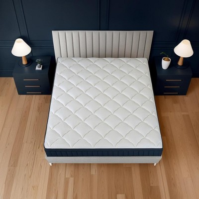 NicBex 12 Inch Hybrid Memory Foam Mattress for a Cool Sleep,Fiberglass Free,Medium Feel Mattresses,White+Blue