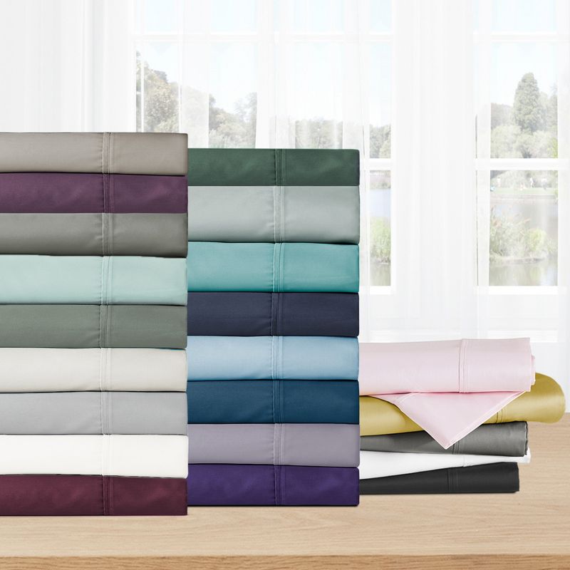 6 Piece Sheet Set with 4 Pillowcases - 400 Thread Count 100% Cotton Sateen - Deep Pocket by California Design Den, 6 of 11