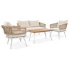 YOOCOZZ 4-Piece Boho Patio Rope Furniture Set with Acacia Wood Table and Thick Cushion - Beige - 2 of 4