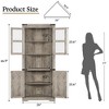 Farmhouse Tall Corner Cabinet with Glass Door, Adjustable Shelves, Space Saving for Bathroom, Kitchen, Living Room in Washed - 2 of 4