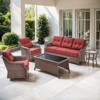 Belord 5PCS Patio Furniture Set with 6" Thick Cushion, Brown Wicker Outdoor Conversation Set with Swivel Chairs and Tempered Glass Top Coffee Table - 3 of 4