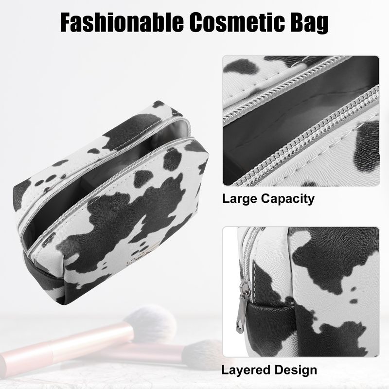 Unique Bargains Portable Makeup Bag Cosmetic Travel Toiletry Bag Waterproof Case Make Up Organizer Case for Women Black White, 2 of 7