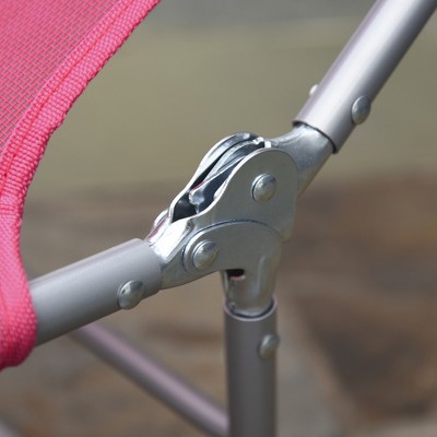 Outsunny Portable Mesh Chaise Lounge Chair, 5-Position Reclining, Pink & Silver