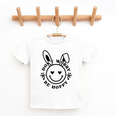 The Juniper Shop Don't Worry Be Hoppy Smiley Bunny Toddler Short Sleeve Tee