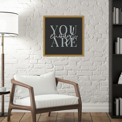 Wild Apple Portfolio Slate Gray Canvas Typography Art with Gold Frame 16 x 16-in.