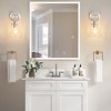 POWLIG 11.42-in 1-Light Nickel Modern Industrial Wall Sconces with Cone Clear Glass Shade (Set of 2) - 3 of 4