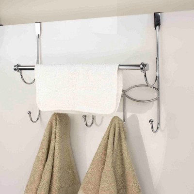Home Basics Chrome Plated Steel Over the Door Hanging Rack with Towel Bar