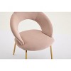 Gulches Pink Velvet Dining Chair - Ergonomic Curved Backrest, Golden Metal Legs, 250 LBS Capacity for Kitchen/Dining Room (Set of 1) - 4 of 4