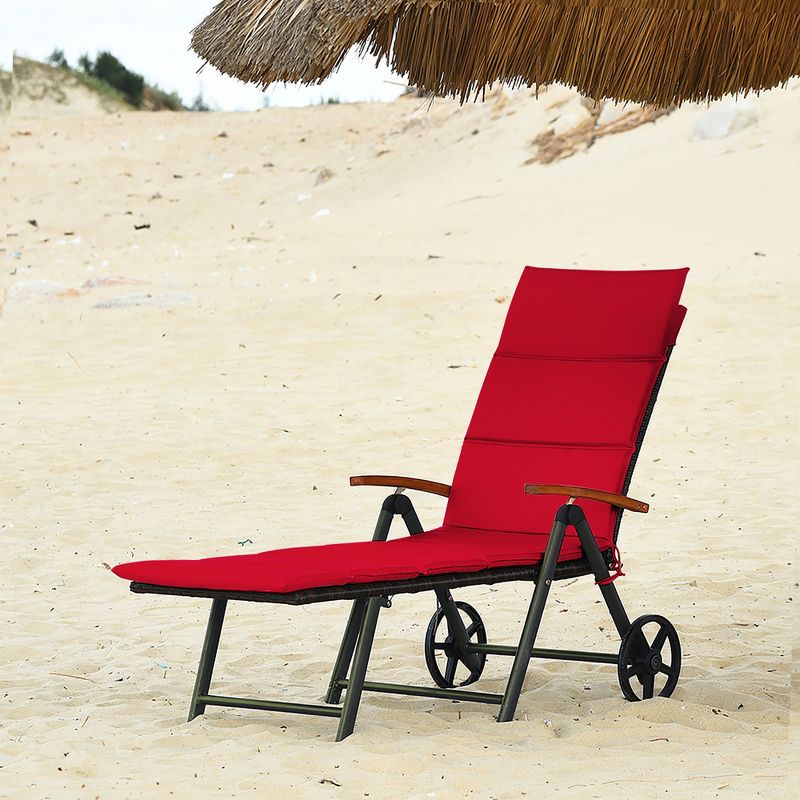 Costway Aluminum Rattan Lounger Recliner 5-Position Adjustable Chair Turquoise\Red, 2 of 11