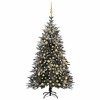 vidaXL Artificial Christmas Tree with LED Lights & Balls, Flocked Snow Decoration, PVC & PE Branches, Green/White/Gold, 82.7" Height & Steel Stand - 2 of 4