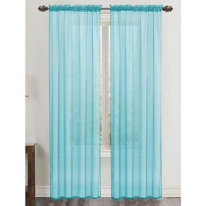 Ramallah Trading Celine Sheer 55 x 90 in. Rod Pocket Curtain Panel - 55 x 90, Aqua - 1 of 3