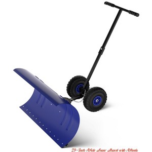 29/36-Inch Wide Snow Shovel w/ Wheels, Heavy Duty Metal Snow Pusher Shovel w/5-Position Angled Blade & Adjustable Handle - 1 of 4