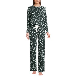 Lands' End Women's Petite Knit 2 Piece Pajama Set - Long Sleeve Top and Pants - 1 of 4