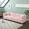 DOMETOUR 102 Inch Teddy Fleece Sofa for Living Room Bedroom, 4 Seat Modern Upholstered Sofa Futon Couch with 2 Pillows - 2 of 4