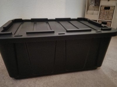 IRIS USA 4 Pack Large Heavy-Duty Storage Plastic Bin Tote Container,  Durable Lid, Black/Gray, 4 Units - Fry's Food Stores