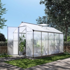 Garvee Greenhouse for Outdoors, Aluminum Alloy & Polycarbonate Green House with Windows Vent, for Patio, Backyard, Garden - 1 of 4