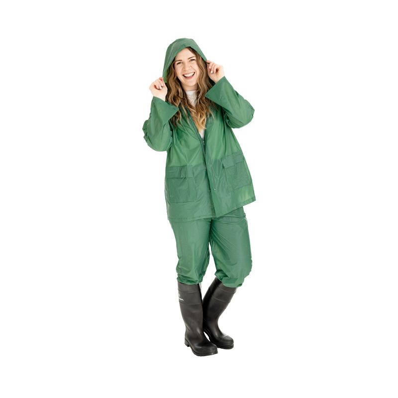 Stansport Men's 3 Piece .12mm Thick Rainsuit X Large Green, 4 of 8
