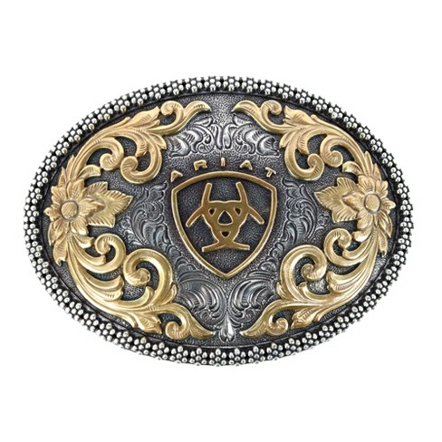 Ariat Logo Oval Buckle , Gold/Silver