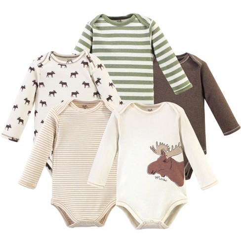 Touched By Nature Baby Boy Organic Cotton Long-sleeve Bodysuits 5pk ...