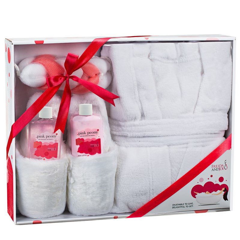 Freida & Joe  Pink Peony Fragrance Bath & Body Collection with Luxury Bathrobe & Slippers Gift Set Luxury Body Care Mothers Day Gifts for Mom, 1 of 6