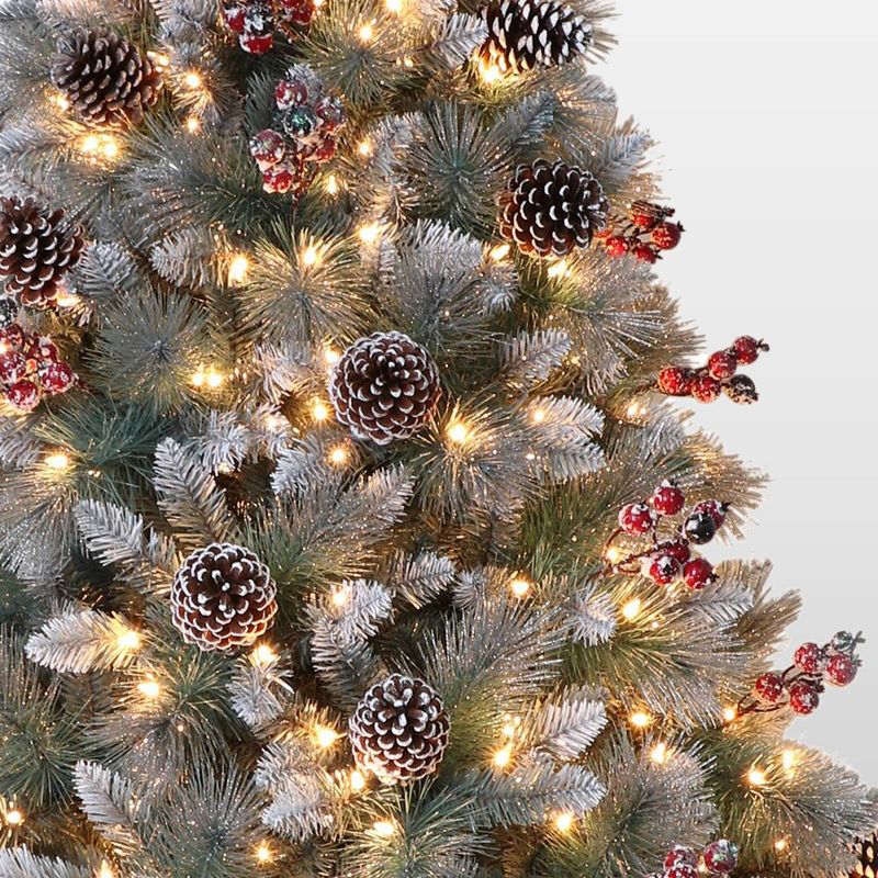 7.5ft Pre-Lit Full Glitter Pine Tree Artificial Christmas Tree - Puleo, 3 of 5