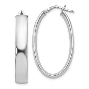 Black Bow Jewelry 6mm Polished Oval Hoop Earrings in Sterling Silver, 33mm (1 1/4 in) - 1 of 4